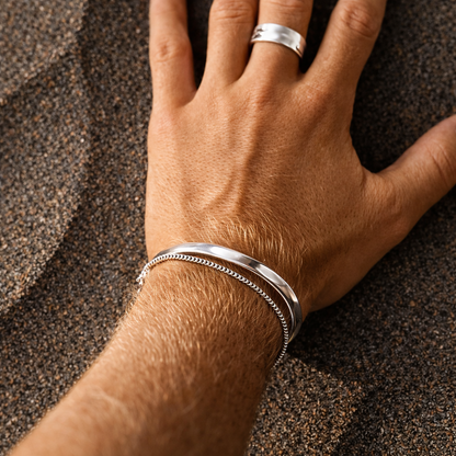 Gravel unisize Cuff   - Silver and Gold